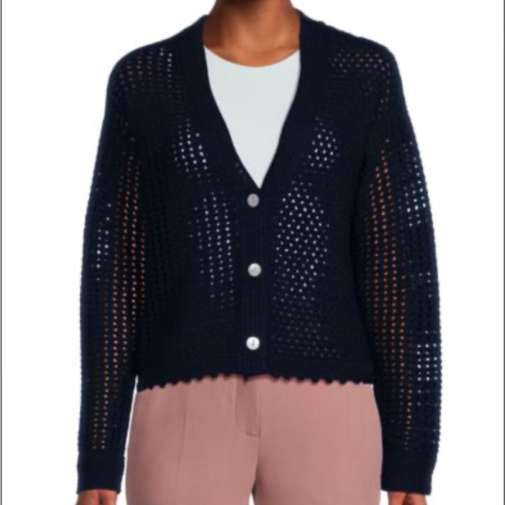 Vince Crochet Navy Blue Cardigan Sz S